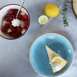 KARE Design Accessoires>Assiette creuse Swirl bleu Ø21cm