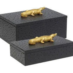KARE Design Accessoires>Boîte Crocodile noir (2/Set)
