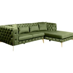KARE Design Meubles>Canapé d angle Bellissima velours vert droite