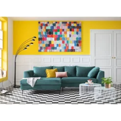 KARE Design Meubles>Canapé d angle Gianni velours vert gauche noir