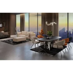 KARE Design Meubles>Canapé 3-places Victor tissu Beige 233cm