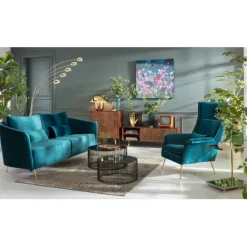 KARE Design Meubles>Canapé Vegas Forever 3-places pétrole