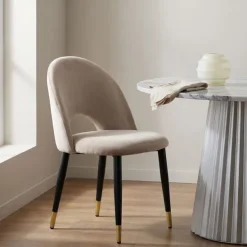 KARE Design Meubles>Chaise Iris velours taupe (2/set)