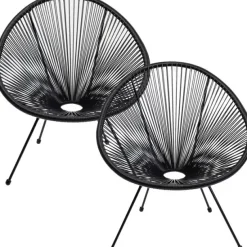 KARE Design Meubles>Fauteuil Acapulco Mono noir (set de 2)