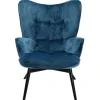KARE Design Meubles>Fauteuil Black Vicky velours pétrole