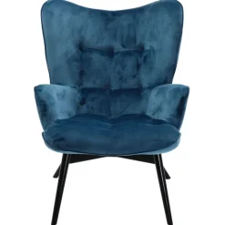 KARE Design Meubles>Fauteuil Black Vicky velours pétrole