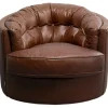 KARE Design Meubles>Fauteuil pivotant Music Hall cuir marron