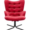 KARE Design Meubles>Fauteuil pivotant Oscar velours rouge