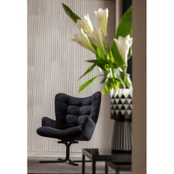 KARE Design Meubles>Fauteuil pivotant Oscar velours noir