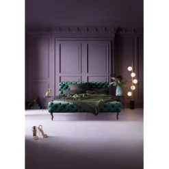 KARE Design Meubles>Lit Desire velours vert 160x200cm