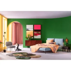 KARE Design Meubles>Lit East Side velours cotelé bleu 180x200cm