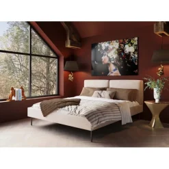 KARE Design Meubles>Lit East Side velours côtelé crème 160x200