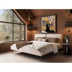 KARE Design Meubles>Lit East Side velours côtelé crème 180x200