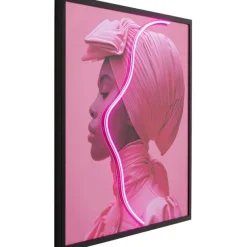 KARE Design Accessoires>Tableau encadré LED Pink Woman 80x80cm
