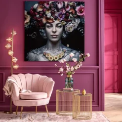 KARE Design Accessoires>Tableau en verre Flower Art Lady 120x120cm