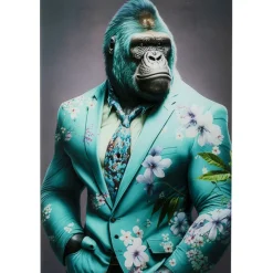 KARE Design Accessoires>Tableau en verre Mister Gorilla bleu 60x90cm
