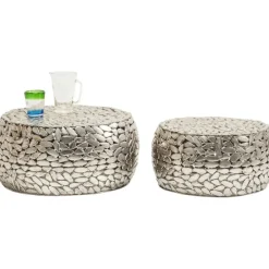 KARE Design Meubles>Table basse Pebbles Deluxe argenté (jeu de 2)