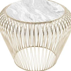 KARE Design Meubles>Table d appoint Beam marbre gris-laiton Ø43cm
