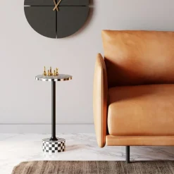 KARE Design Meubles>Table d appoint Domero Chess noir blanc Ø25cm
