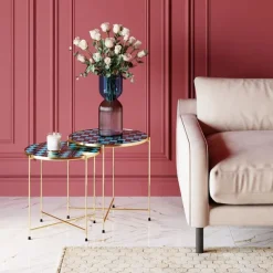 KARE Design Meubles>Table d apppoint Priya bleu (2/set)