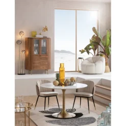 KARE Design Meubles>Table Invitation blanc-laiton Ø120cm
