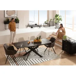 KARE Design Meubles>Table à rallonges Twist noir 120(30+30)x90cm