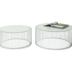 KARE Design Meubles>Tables basses Wire blanches (set de 2)