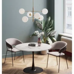 KARE Design Meubles>Table Schickeria marbre blanc-noir Ø110cm