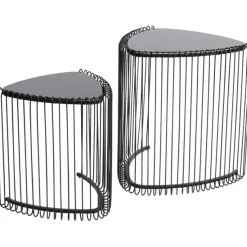 KARE Design Meubles>Tables d appoint Wire Triangle noir (2/Set)