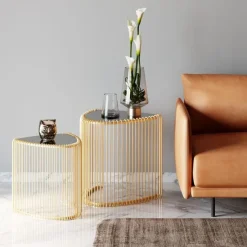 KARE Design Meubles>Tables d appoint Wire Triangle doré (2/Set)