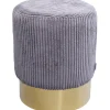 KARE Design Meubles>Tabouret Cherry Grey velours cotelé laiton Ø35cm