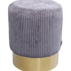KARE Design Meubles>Tabouret Cherry Grey velours cotelé laiton Ø35cm