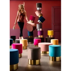 KARE Design Meubles>Tabouret Cherry noir laiton Ø35cm
