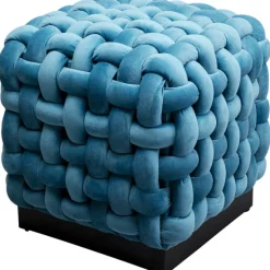 KARE Design Meubles>Tabouret Weave Square bleu 47x47cm